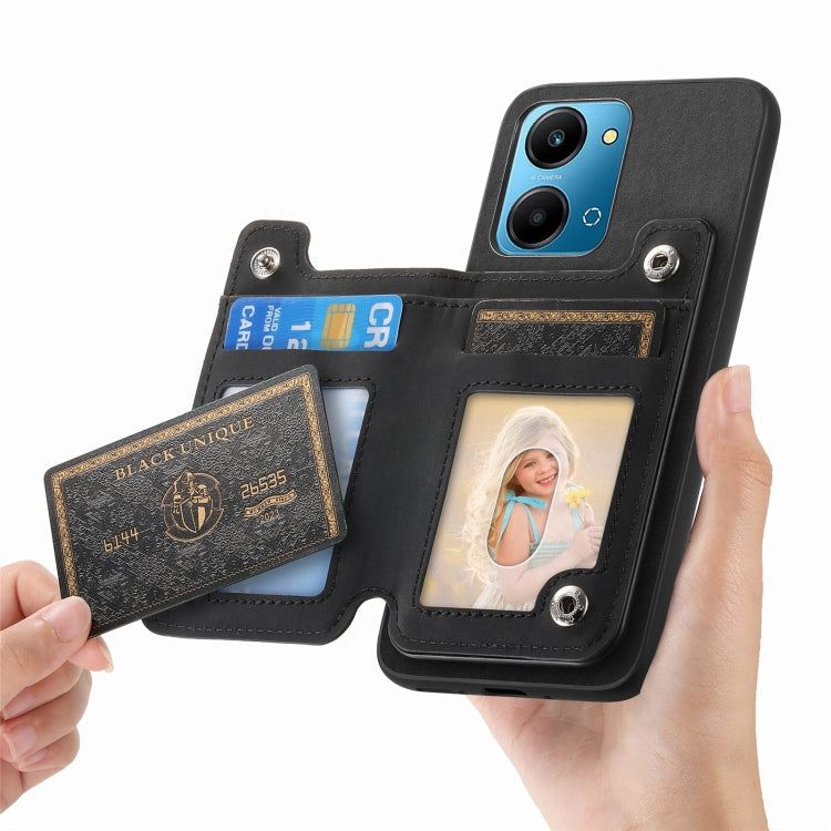 For Honor 100 Pro Retro MagSafe Zipper Wallet Card Bag Back Phone Case(Black) - Honor Cases by PMC TechLife | Online Shopping South Africa | PMC TechLife | Buy Now Pay Later Mobicred