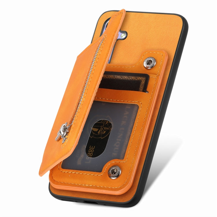 For Honor 100 Retro MagSafe Zipper Wallet Card Bag Back Phone Case(Yellow) - free shipping - PMC TechLife - Order now!