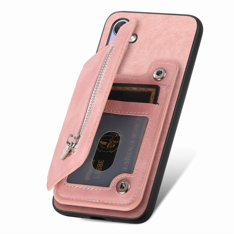 For Honor 100 Retro MagSafe Zipper Wallet Card Bag Back Phone Case(Pink) - free shipping - PMC TechLife - Order now!