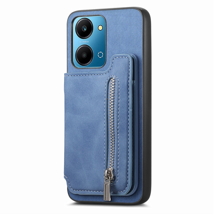 For Honor 90 Pro 5G Retro MagSafe Zipper Wallet Card Bag Back Phone Case(Blue) - Honor Cases by PMC TechLife | Online Shopping South Africa | PMC TechLife | Buy Now Pay Later Mobicred