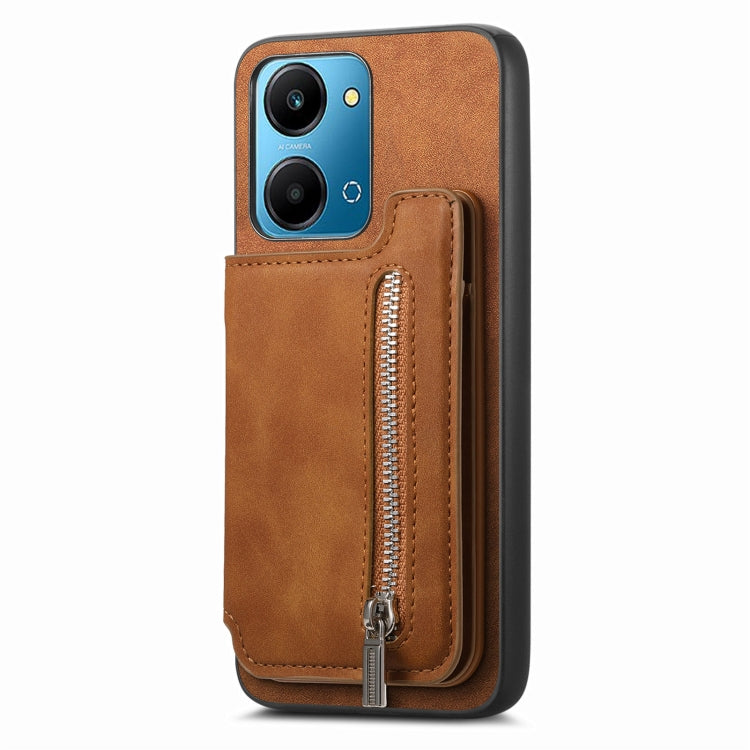 For Honor 90 Pro 5G Retro MagSafe Zipper Wallet Card Bag Back Phone Case(Brown) - Honor Cases by PMC TechLife | Online Shopping South Africa | PMC TechLife | Buy Now Pay Later Mobicred
