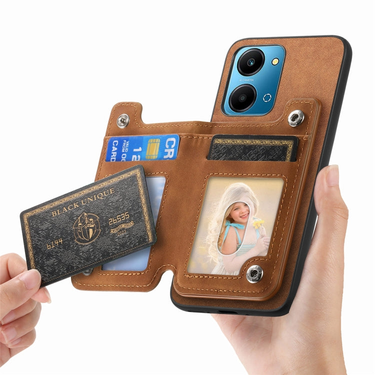 For Honor 90 Pro 5G Retro MagSafe Zipper Wallet Card Bag Back Phone Case(Brown) - Honor Cases by PMC TechLife | Online Shopping South Africa | PMC TechLife | Buy Now Pay Later Mobicred