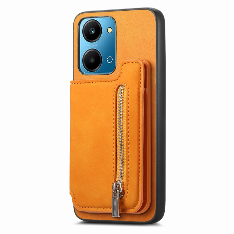 For Honor 90 Retro MagSafe Zipper Wallet Card Bag Back Phone Case(Yellow) - free shipping - PMC TechLife - Order now!