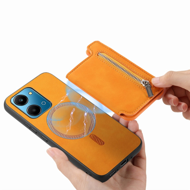 For Honor 90 Retro MagSafe Zipper Wallet Card Bag Back Phone Case(Yellow) - free shipping - PMC TechLife - Order now!