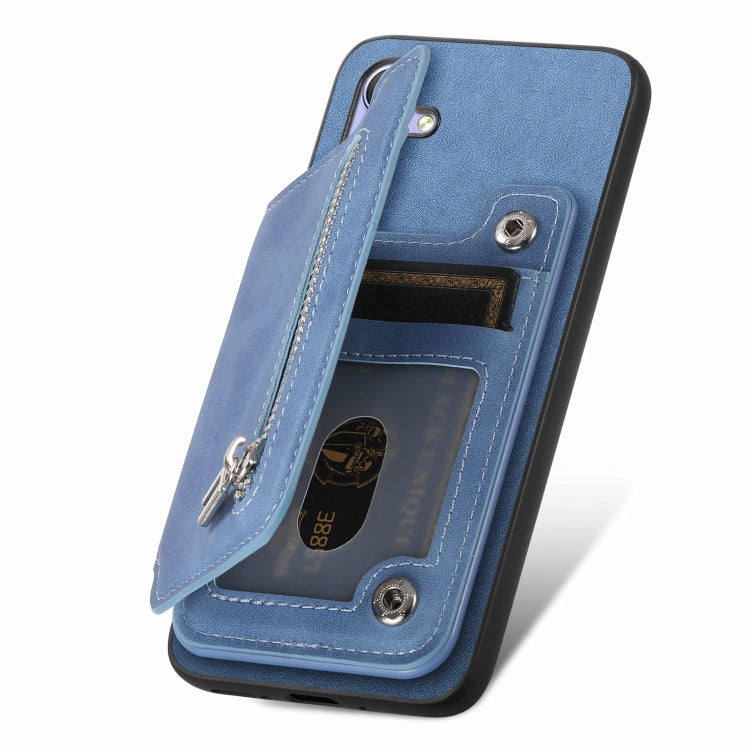 For Honor X50i Retro MagSafe Zipper Wallet Card Bag Back Phone Case(Blue) - free shipping - PMC TechLife - Order now!