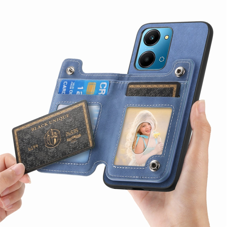 For Honor X50i Retro MagSafe Zipper Wallet Card Bag Back Phone Case(Blue) - free shipping - PMC TechLife - Order now!