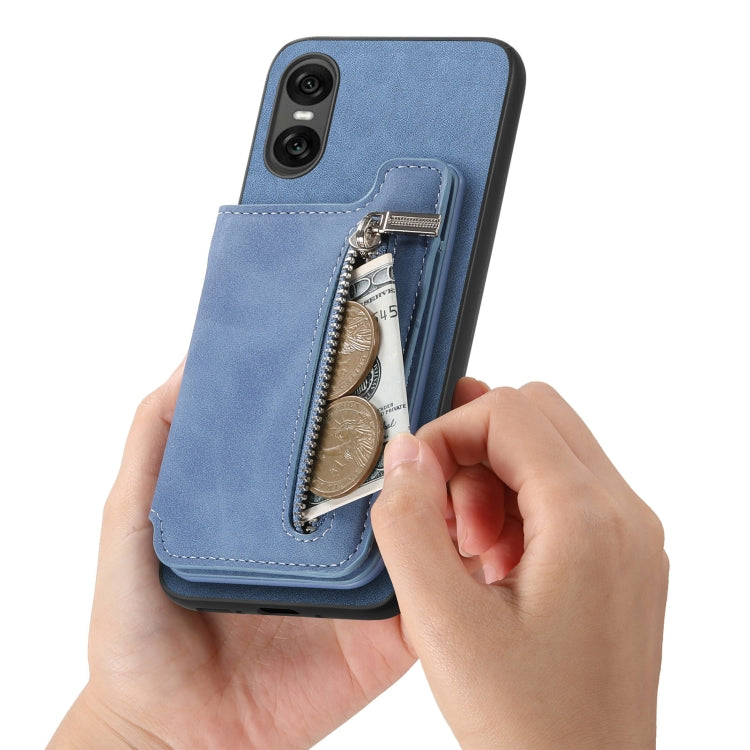 For Sony Xperia 1 VI Retro MagSafe Zipper Wallet Card Bag Back Phone Case(Blue) - free shipping - PMC TechLife - Order now!