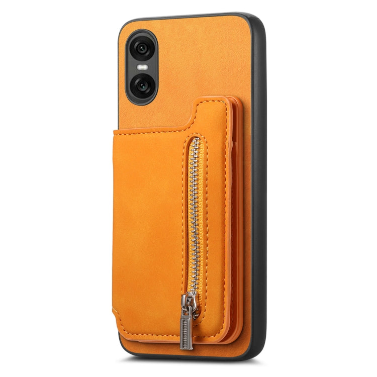 For Sony Xperia 5 V Retro MagSafe Zipper Wallet Card Bag Back Phone Case(Yellow) - free shipping - PMC TechLife - Order now!