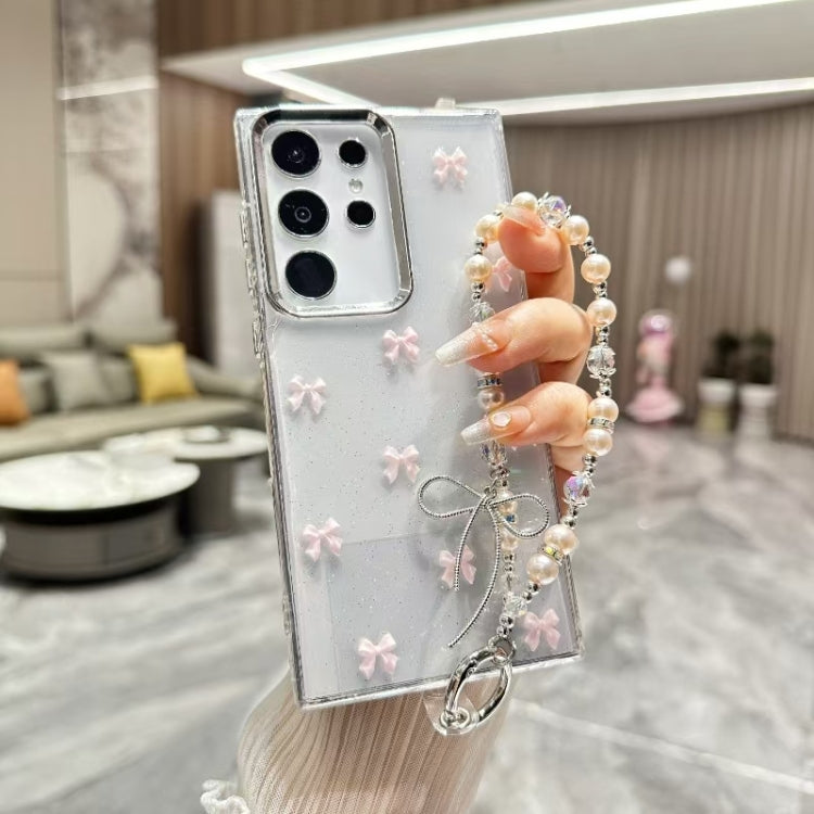 For Samsung Galaxy S25 Ultra 5G Little Fresh Bow Bracelet Chain TPU Phone Case(Pink) - Galaxy S25 Ultra 5G Cases by PMC Jewellery | Online Shopping South Africa | PMC Jewellery | Buy Now Pay Later Mobicred