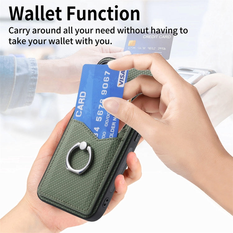 For Samsung Galaxy S25 5G Carbon Fiber Card Wallet Ring Phone Case(Brown) - Galaxy S25 5G Cases by PMC Jewellery | Online Shopping South Africa | PMC Jewellery | Buy Now Pay Later Mobicred