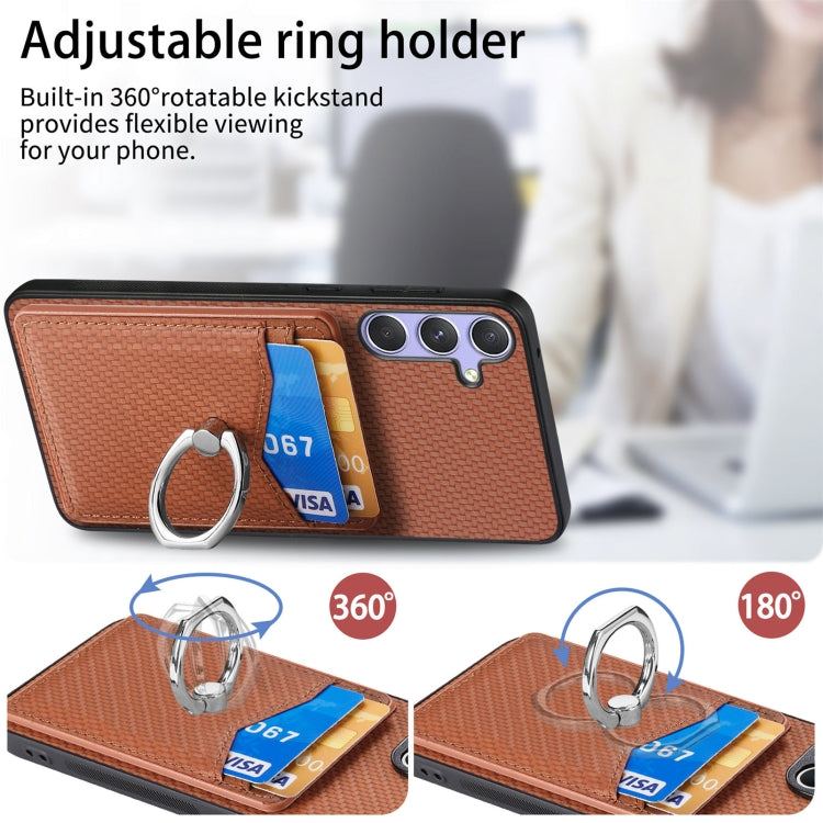 For Samsung Galaxy S25+ 5G Carbon Fiber Card Wallet Ring Phone Case(Green) - Galaxy S25+ 5G Cases by PMC Jewellery | Online Shopping South Africa | PMC Jewellery | Buy Now Pay Later Mobicred