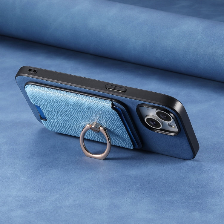 For Samsung Galaxy S25 5G Retro Cross Leather Ring Vertical Insert Card Bag MagSafe Phone Case(Blue) - Galaxy S25 5G Cases by PMC Jewellery | Online Shopping South Africa | PMC Jewellery | Buy Now Pay Later Mobicred