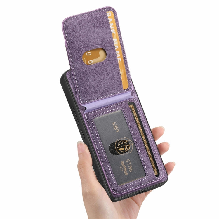 For Honor Magic7 Pro Retro Splitable Magnetic Stand Card Bag Leather Phone Case(Purple) - free shipping - PMC TechLife - Order now!