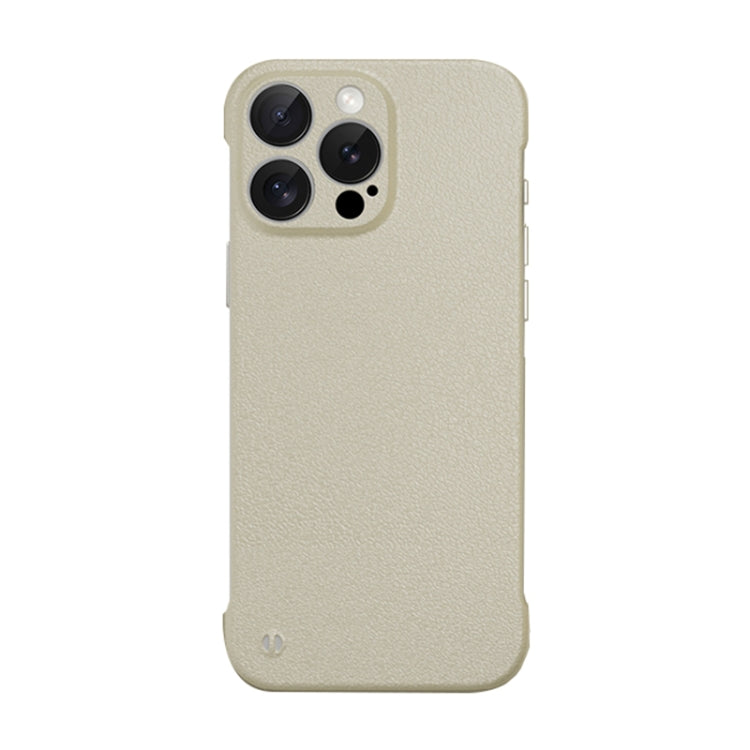 For iPhone 15 Pro Max Frameless Litchi Texture PC Phone Case(Light Yellow) - iPhone 15 Pro Max Cases by PMc TechLife | Online Shopping South Africa | PMc TechLife | Buy Now Pay Later Mobicred