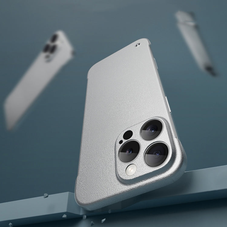 For iPhone 14 Pro Frameless Litchi Texture PC Phone Case(Titanium Silver) - iPhone 14 Pro Cases by PMc TechLife | Online Shopping South Africa | PMc TechLife | Buy Now Pay Later Mobicred