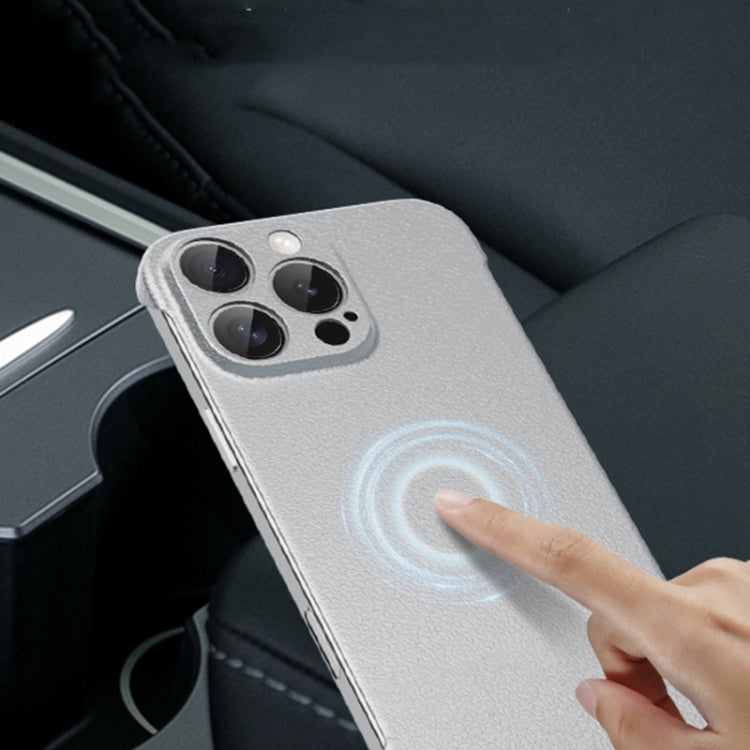 For iPhone 15 Frameless Litchi Texture PC Phone Case(Titanium Silver) - iPhone 15 Cases by PMc TechLife | Online Shopping South Africa | PMc TechLife | Buy Now Pay Later Mobicred