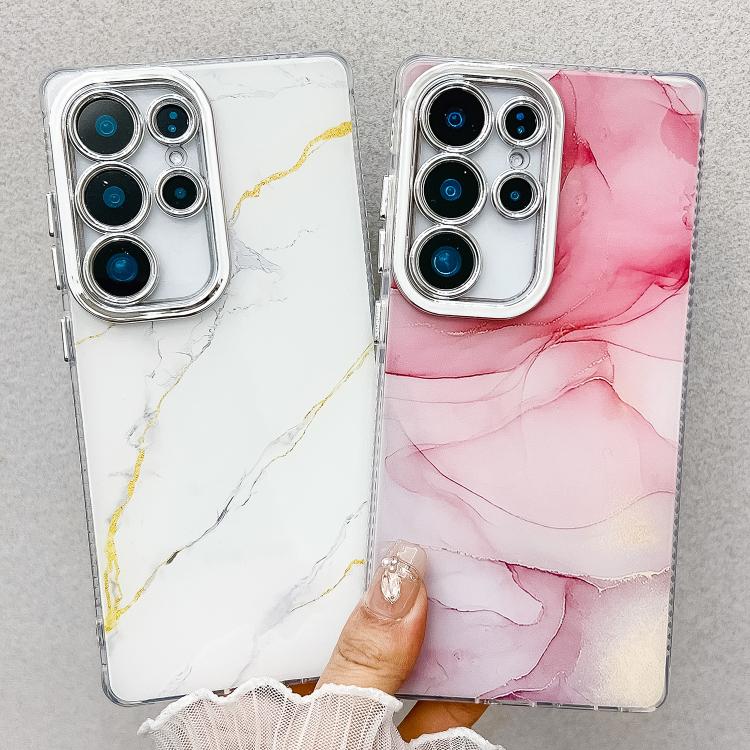 For Samsung Galaxy S25 Ultra 5G Electroplated Marble Texture Phone Case(Dark Blue M16) - Galaxy S25 Ultra 5G Cases by PMC Jewellery | Online Shopping South Africa | PMC Jewellery | Buy Now Pay Later Mobicred