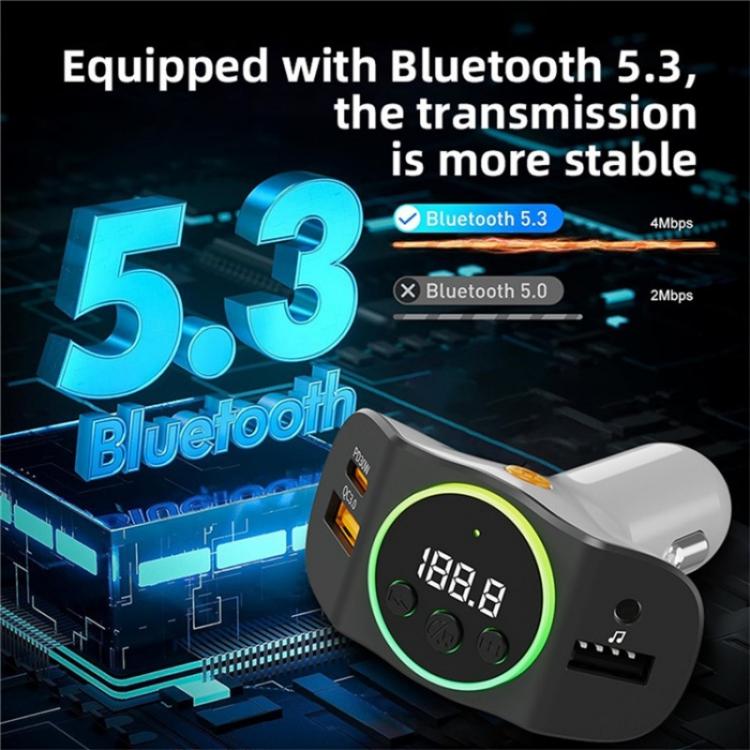 C8 Bluetooth 5.3 Receiver Hands-Free Calling with AUX Port Dual USB Port Car Charger(Grey) - Bluetooth Car Kits by PMC TechLife | Online Shopping South Africa | PMC TechLife | Buy Now Pay Later Mobicred