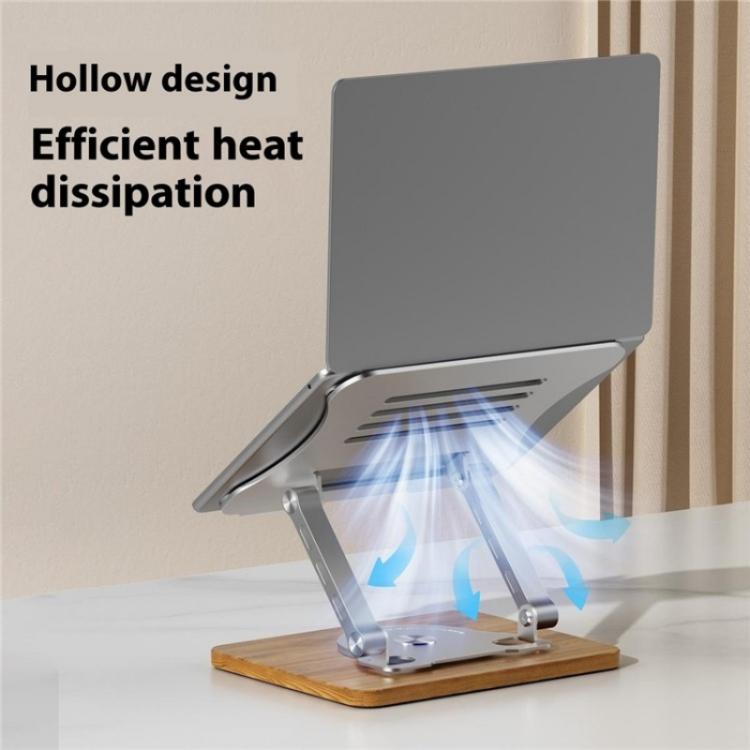 J31 Foldable 360-Degree Rotating Laptop Metal Wood Cooling Stand(Black) - Laptop Stand by PMC TechLife | Online Shopping South Africa | PMC TechLife | Buy Now Pay Later Mobicred