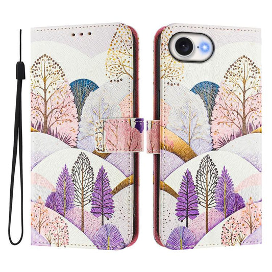 For iPhone 16e ENKAY Painted Leather Phone Case with Card Slots ＆ Holder(View Pattern) - iPhone 16e Cases by ENKAY | Online Shopping South Africa | PMC Jewellery | Buy Now Pay Later Mobicred