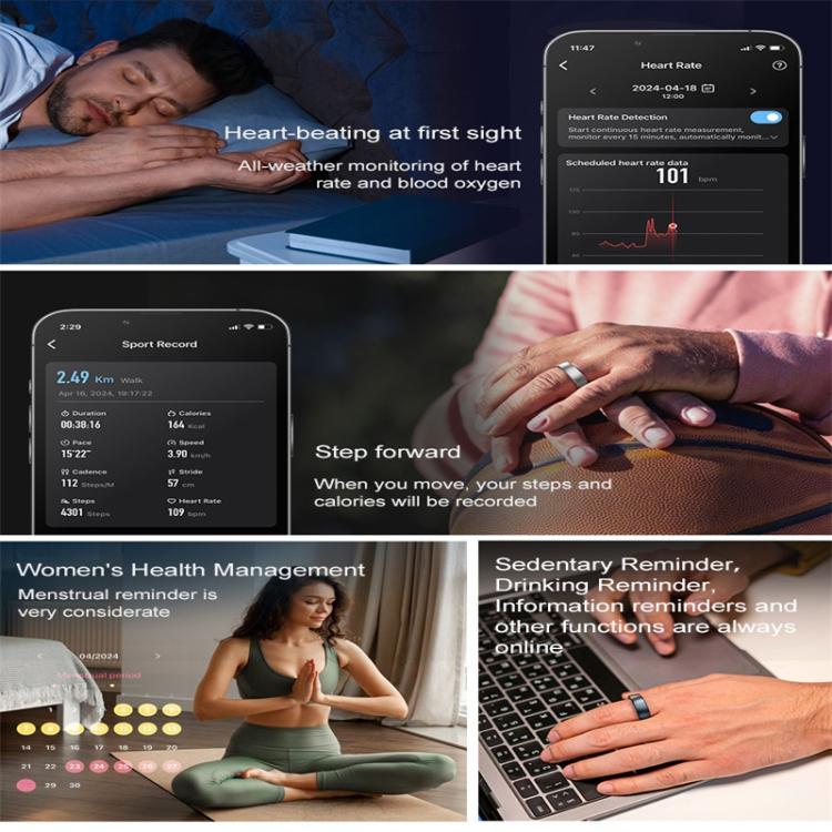R10 SIZE 12 Smart Ring, Support Heart Rate / Blood Oxygen / Sleep / Multiple Sports Modes(Rose Gold) - free shipping - PMC TechLife - Order now!