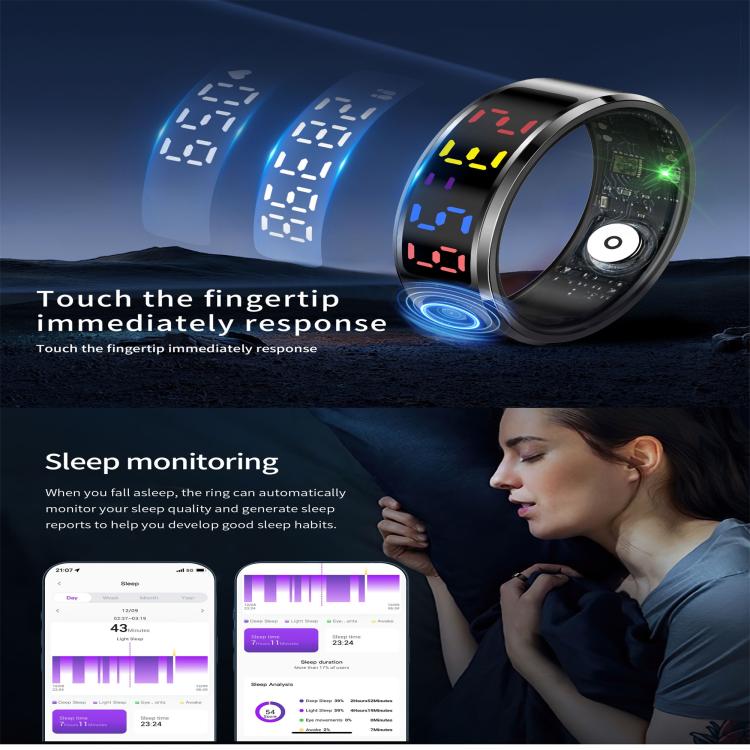 R12 SIZE 10 Smart Ring, Support Heart Rate / Blood Oxygen / Sleep / Multiple Sports Modes(Gold) - free shipping - PMC TechLife - Order now!