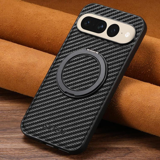 For Google Pixel 7 Pro Suteni G3 Carbon Fiber Leather 360 Rotation Holder MagSafe Phone Case(Black) - Google Cases by Suteni | Online Shopping South Africa | PMC Jewellery | Buy Now Pay Later Mobicred