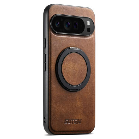 For Google Pixel 9 Pro XL Suteni G3 Suteni G3 Oil Wax 360 Rotation Holder MagSafe Back Phone Case(Brown) - Google Cases by Suteni | Online Shopping South Africa | PMC Jewellery | Buy Now Pay Later Mobicred