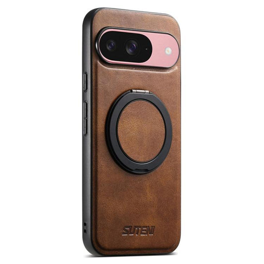 For Google Pixel 9 Suteni G3 Suteni G3 Oil Wax 360 Rotation Holder MagSafe Back Phone Case(Brown) - Google Cases by Suteni | Online Shopping South Africa | PMC Jewellery | Buy Now Pay Later Mobicred