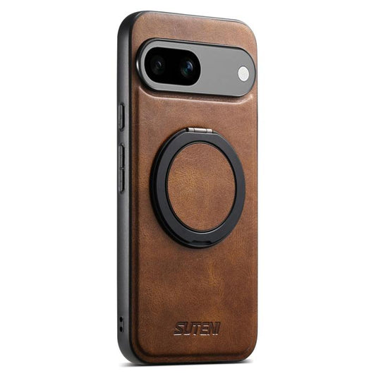 For Google Pixel 7a Suteni G3 Suteni G3 Oil Wax 360 Rotation Holder MagSafe Back Phone Case(Brown) - Google Cases by Suteni | Online Shopping South Africa | PMC Jewellery | Buy Now Pay Later Mobicred