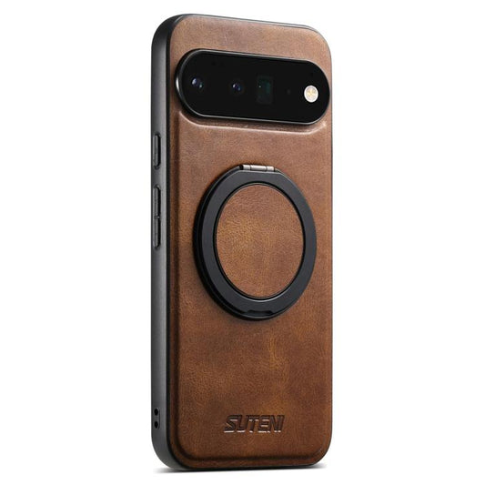 For Google Pixel 6 Pro Suteni G3 Suteni G3 Oil Wax 360 Rotation Holder MagSafe Back Phone Case(Brown) - Google Cases by Suteni | Online Shopping South Africa | PMC Jewellery | Buy Now Pay Later Mobicred