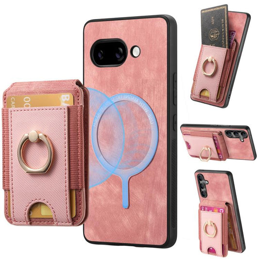 For Google Pixel 9a Retro Splitable Magnetic Stand Card Bag Leather Phone Case(Pink) - Google Cases by PMC Jewellery | Online Shopping South Africa | PMC Jewellery | Buy Now Pay Later Mobicred