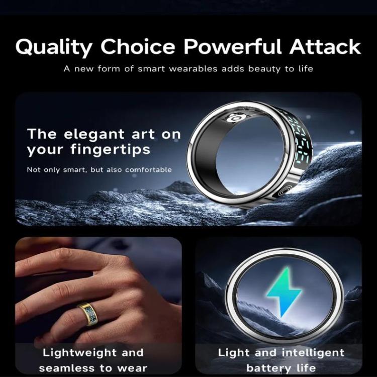 SR08 SIZE 10 Smart Ring, Support Hand Gestures Control / Health Monitoring / Multiple Sports Modes(Black) - free shipping - PMc TechLife - Order now!