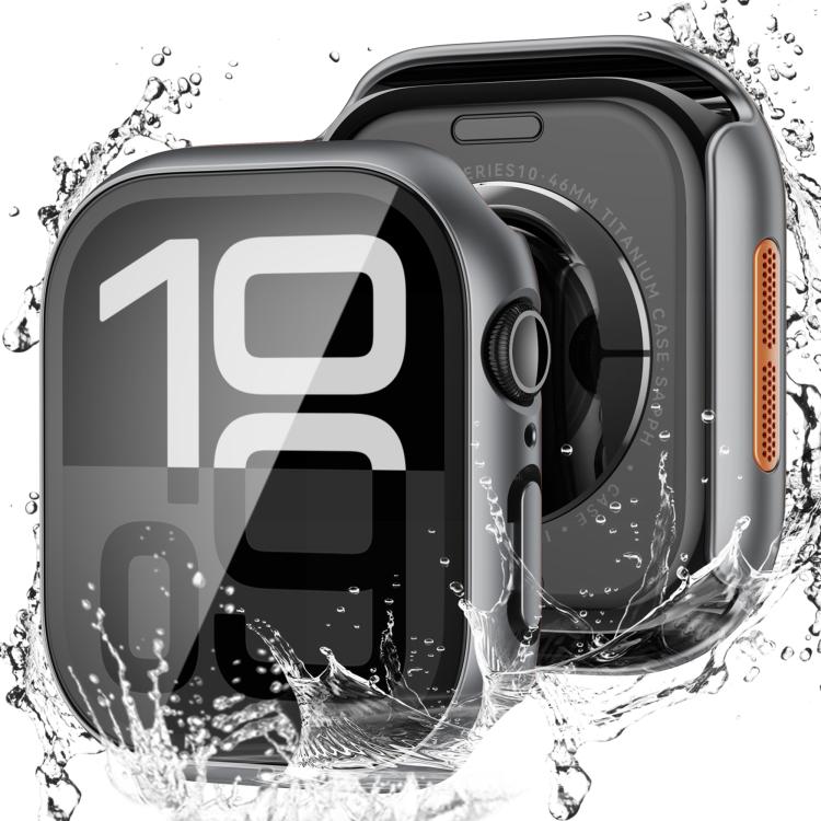 For Apple Watch Series 45mm Tempered Film Integrated PC Watch Protective Case(Original Machine Black) - Watch Cases by PMC TechLife | Online Shopping South Africa | PMC TechLife | Buy Now Pay Later Mobicred