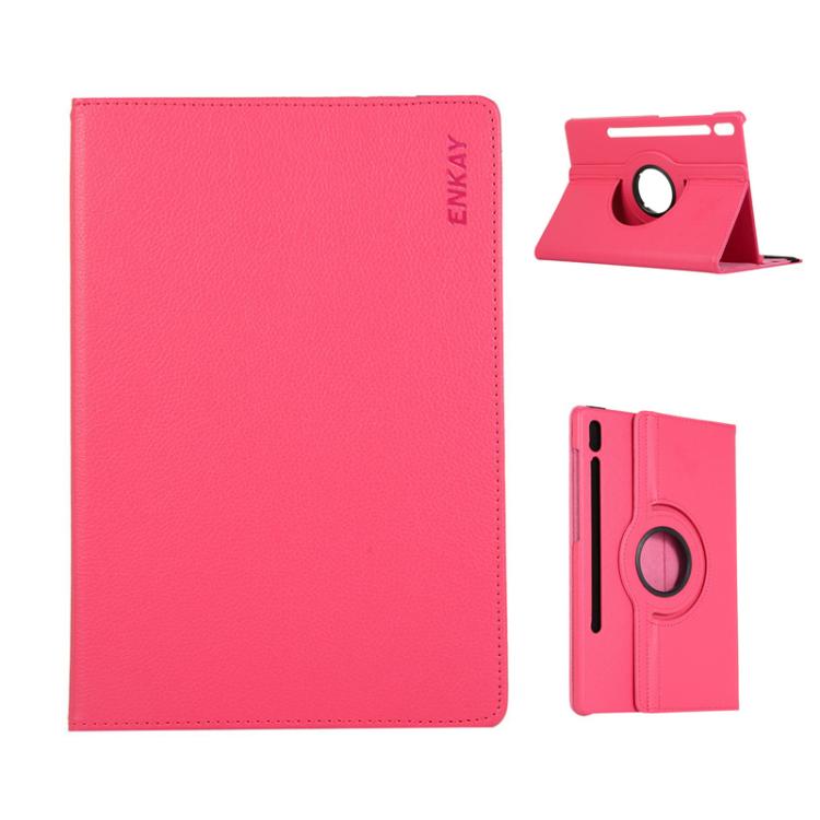 For Samsung Galaxy Tab S10+ / S9 FE+ / S9+ ENKAY 360 Degree Rotation Litchi Leather Smart Tablet Case(Rose Red) - free shipping - PMc TechLife - Order now!