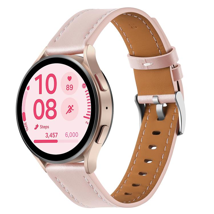 20mm Push Button Silver Steel Buckle Genuine Leather Watch Band(Light Pink) - free shipping - PMC TechLife - Order now!