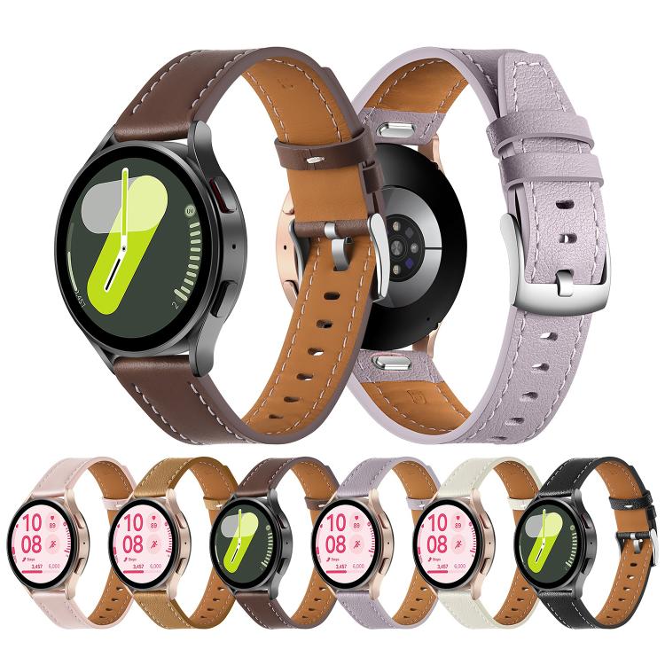 20mm Push Button Silver Steel Buckle Genuine Leather Watch Band(Black) - free shipping - PMC TechLife - Order now!