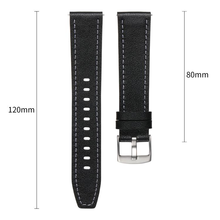 20mm Push Button Silver Steel Buckle Genuine Leather Watch Band(Yellow Brown) - free shipping - PMC TechLife - Order now!