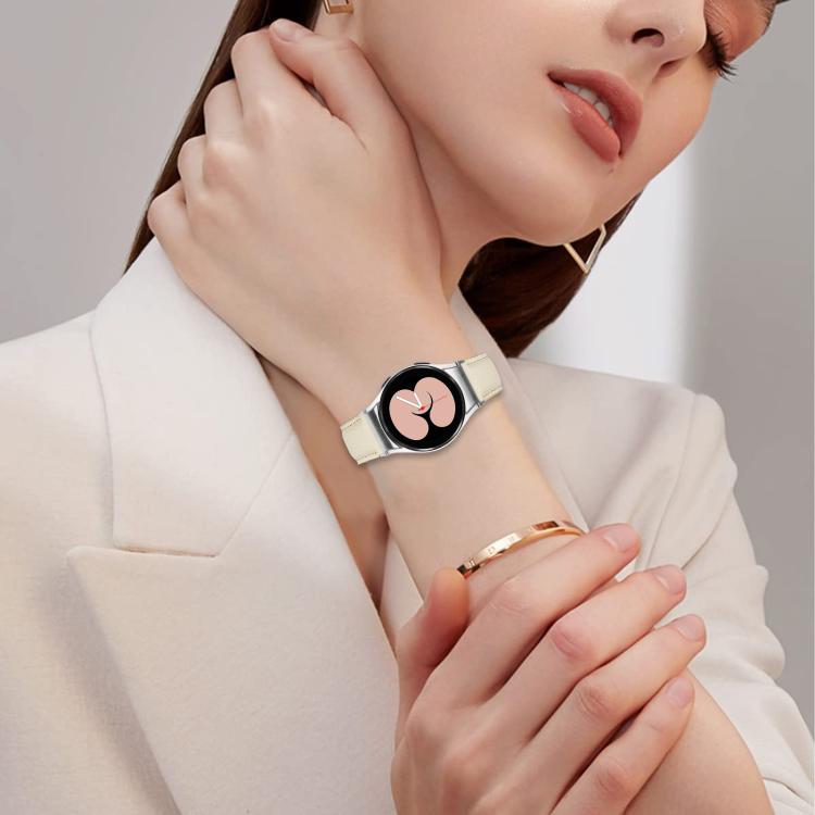 For Samsung Galaxy Watch 7 40 / 44mm Lychee Texture Silver Turtle Back Buckle Leather Watch Band(Camel) - free shipping - PMC TechLife - Order now!