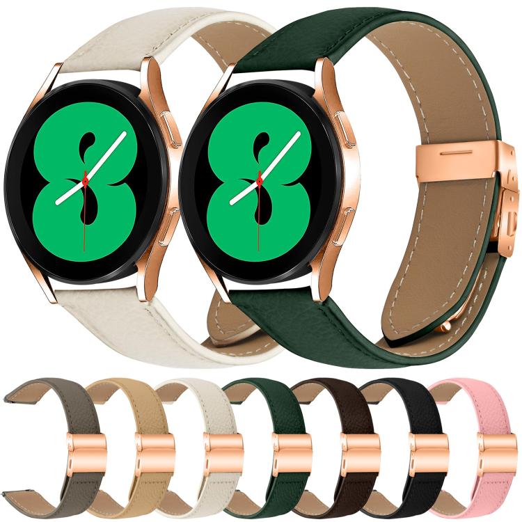 20mm Lychee Texture Rose Gold Turtle Back Buckle Leather Watch Band(Pink) - free shipping - PMC TechLife - Order now!