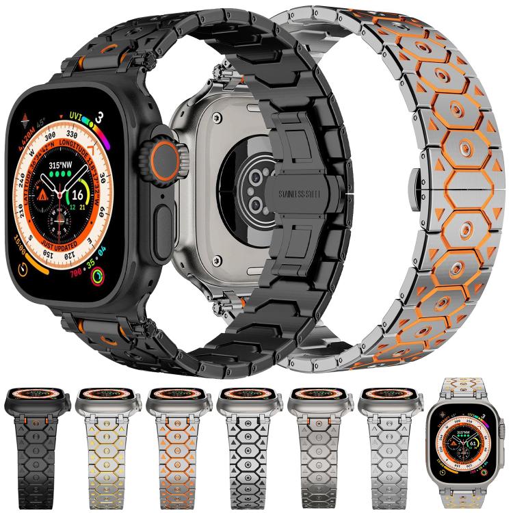 For Apple Watch 46mm / 49mm / 45mm / 44mm Octagonal Stainless Steel  Watch(Black) - free shipping - PMC TechLife - Order now!