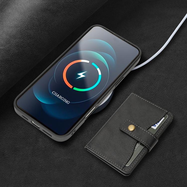 For iPhone 17 Pro Max Kalebol Magnetic Button Card Bag MagSafe Ring Leather Phone Case(Black) - iPhone 17 Pro Max Cases by Kalebol | Online Shopping South Africa | PMC TechLife | Buy Now Pay Later Mobicred