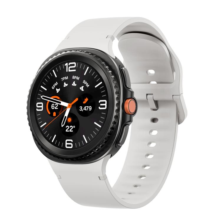 For Samsung Galaxy Watch8 / Watch8 Classic Solid Color Stitched Silicone Watch Band, Size:S(Lime White) - free shipping - PMC TechLife - Order now!