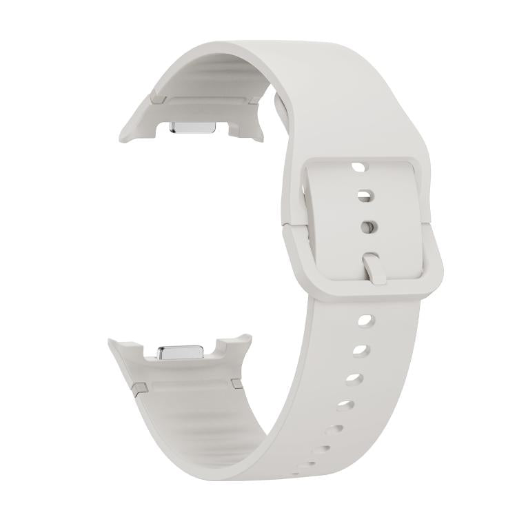 For Samsung Galaxy Watch8 / Watch8 Classic Solid Color Stitched Silicone Watch Band, Size:M(Lime White) - free shipping - PMC TechLife - Order now!