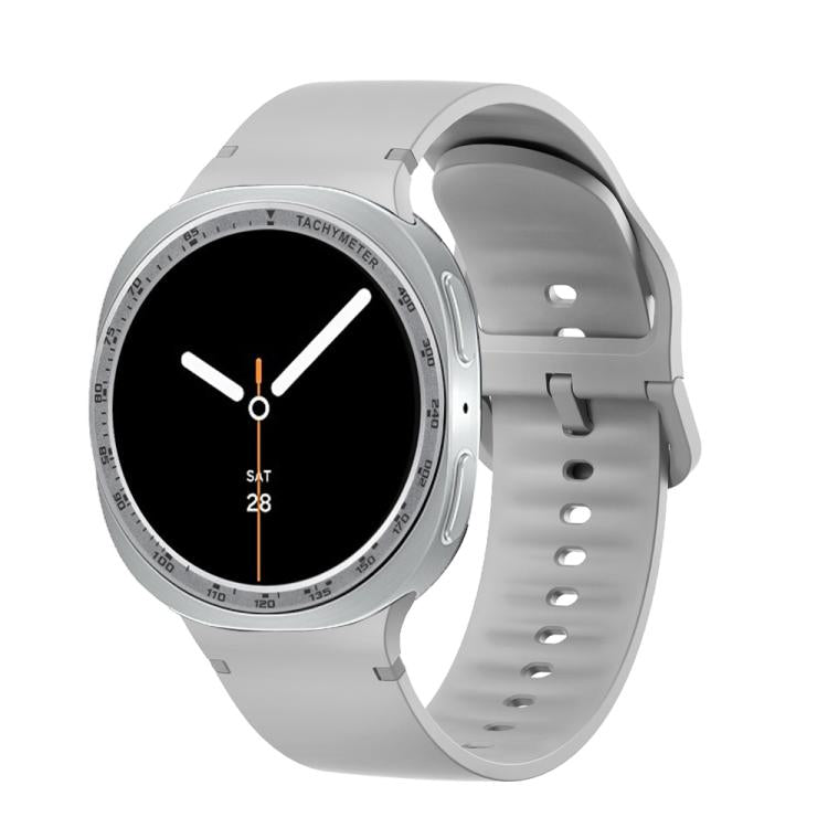 For Samsung Galaxy Watch8 44mm Speed Bezel and Solid Color Stitched Silicone Watch Band(Gray Silver) - free shipping - PMC TechLife - Order now!