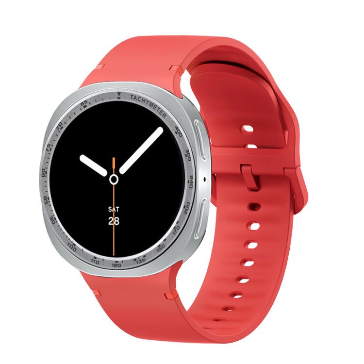For Samsung Galaxy Watch8 40mm Speed Bezel and Solid Color Stitched Silicone Watch Band(Red Silver) - free shipping - PMC TechLife - Order now!