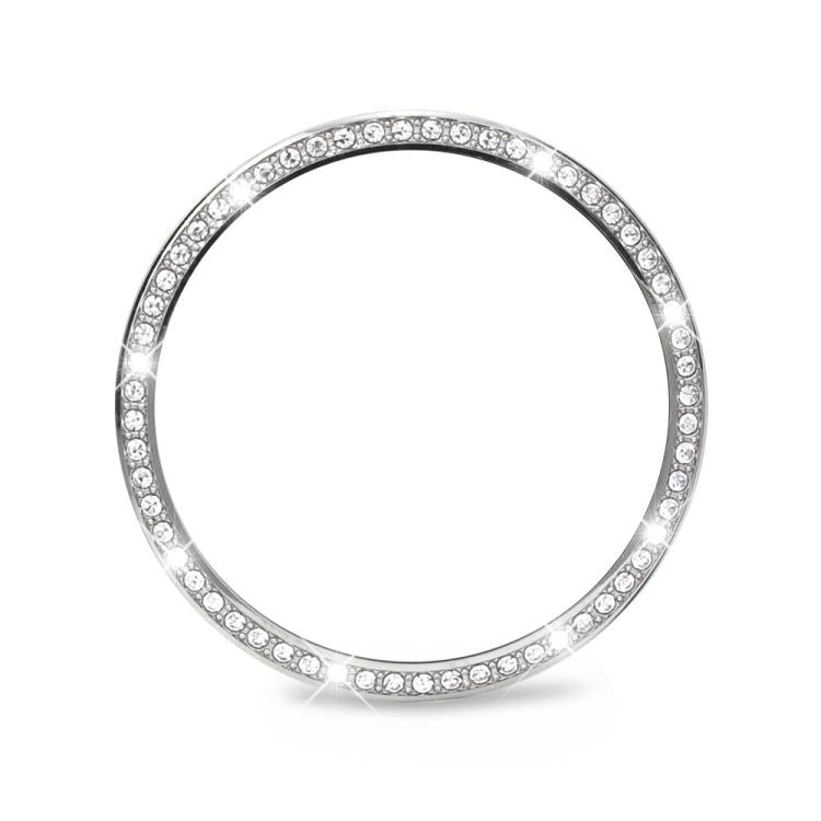 For Samsung Galaxy Watch8 44mm Diamond Bezel and Solid Color Stitched Silicone Watch Band(Starlight Silver) - free shipping - PMC TechLife - Order now!