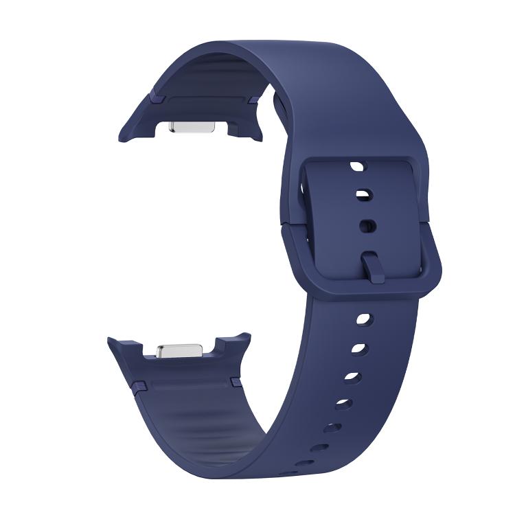 For Samsung Galaxy Watch8 44mm Diamond Bezel and Solid Color Stitched Silicone Watch Band(Midnight Blue Silver) - free shipping - PMC TechLife - Order now!