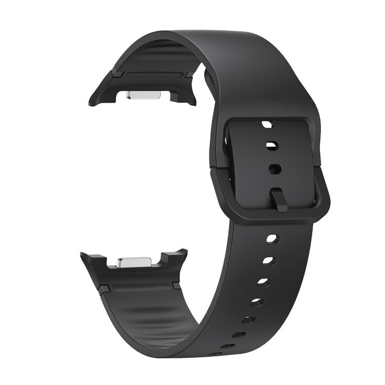 For Samsung Galaxy Watch8 40mm Diamond Bezel and Solid Color Stitched Silicone Watch Band(Black Silver) - free shipping - PMC TechLife - Order now!