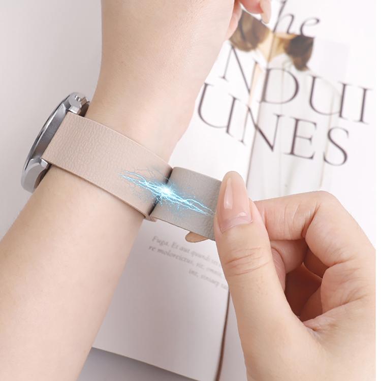 22mm Lychee Texture Soft Magnetic Silicone Watch Band(Milk Tea White) - free shipping - PMC TechLife - Order now!